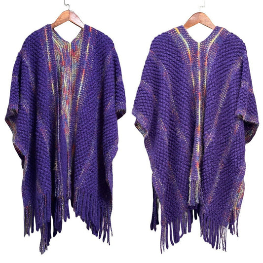 Colorful Popcorn Stitch Knit Shawl