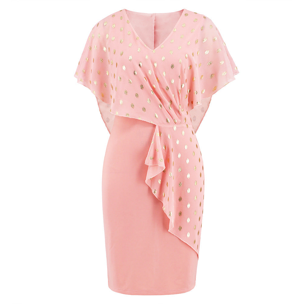 Casual Chiffon Polka Dot Print Party Dresses-Dresses-LQ600-fen-S-Free Shipping at meselling99