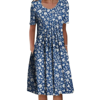 Plus Size Women's Floral Print Short Sleeve Dress