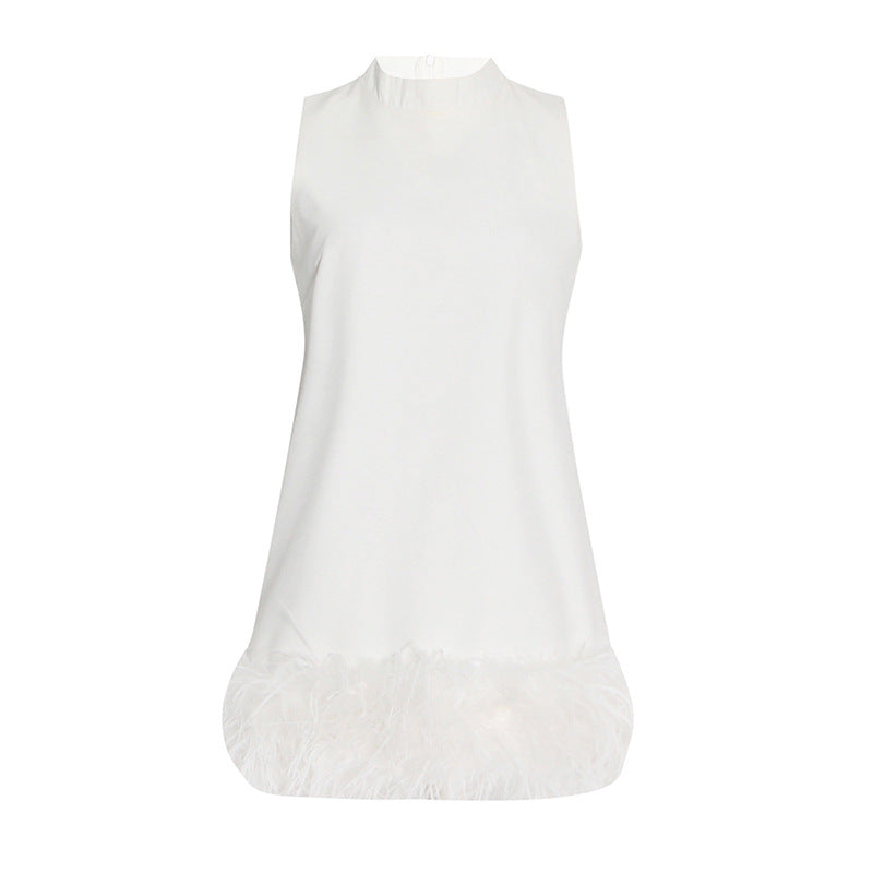 Ostrich Feather A-Line Dress