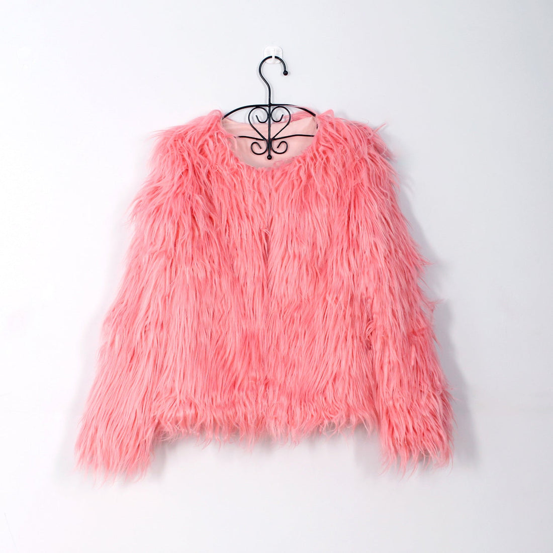 Women Long Sleeve V-Neck Faux Fur Jacket
