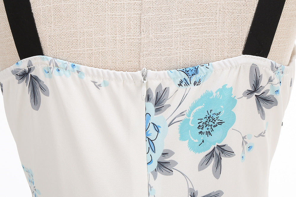 legant Floral Print O-Ring Strap Slimming Party Dress