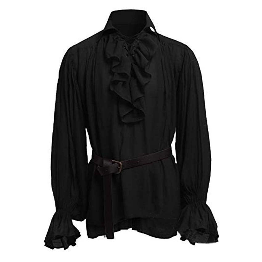 Retro Medieval Puff Sleeve Solid Color Shirt