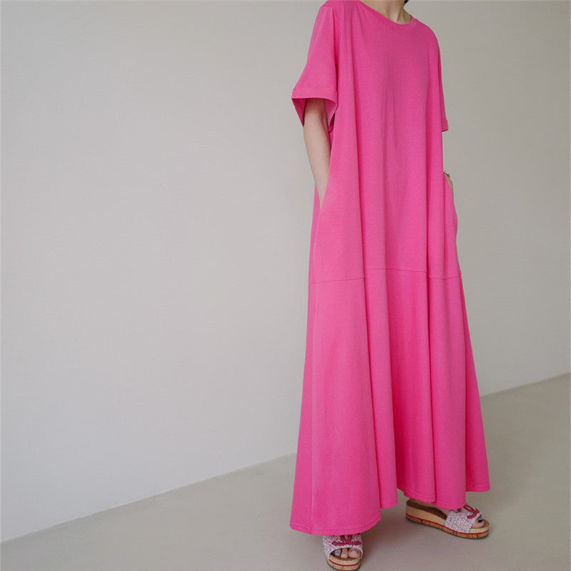 Casual Simple Design Plus Sizes Short Sleeves Long Dresses-Dresses-Free Shipping at meselling99