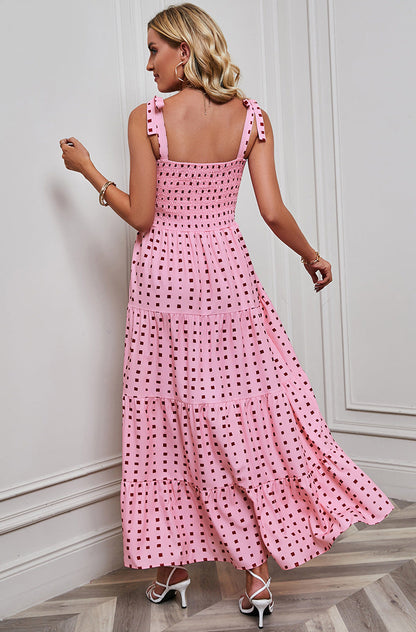 Women's Sexy Backless Print Vacation Style Strappy Dress
