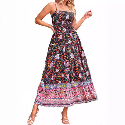 Vintage Bohemian Adjustable Straps Sleeveless Summer Dresses