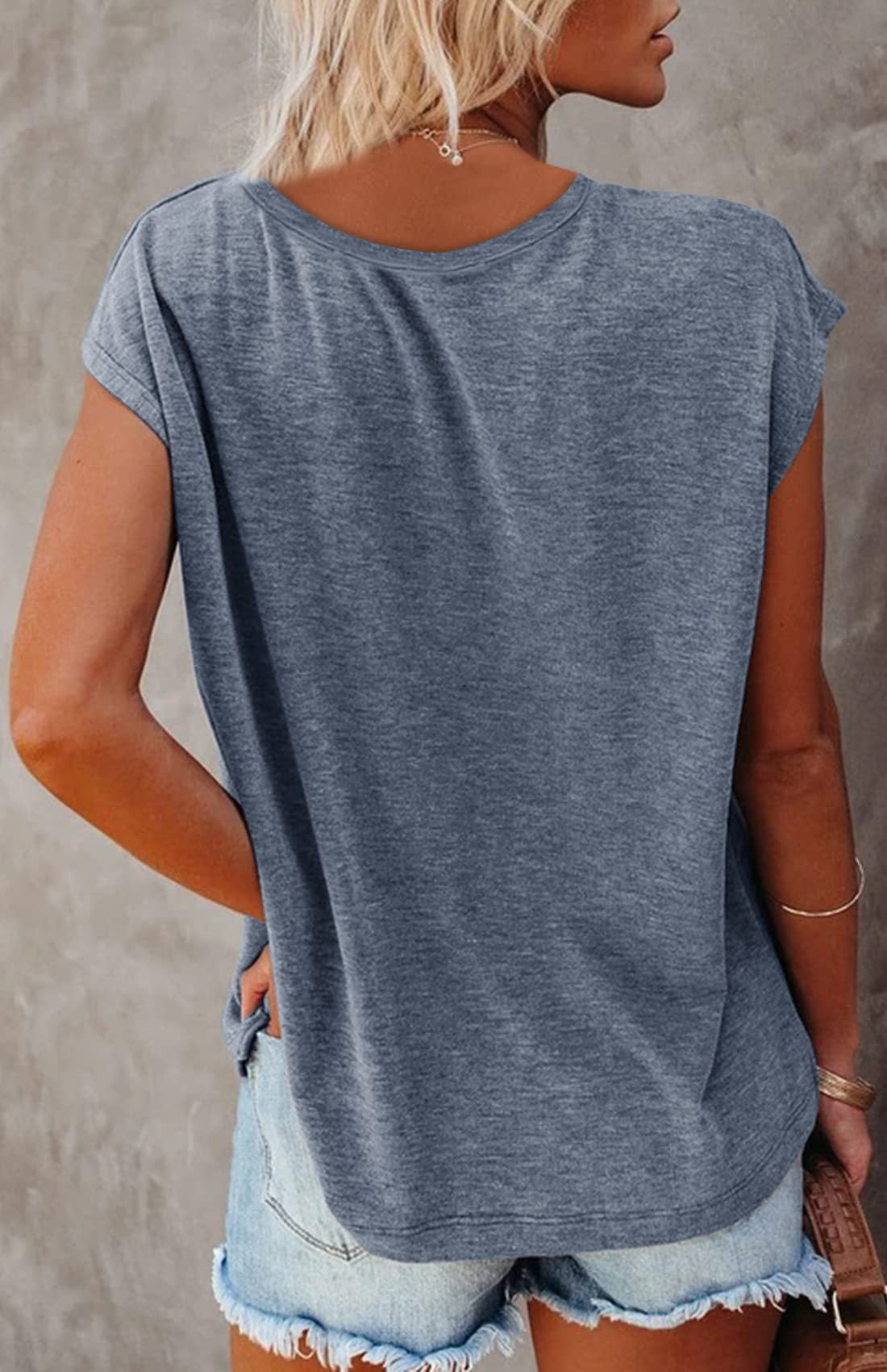 Women's Summer Sleeveless V-Neck Casual Loose Fit T-Shirt