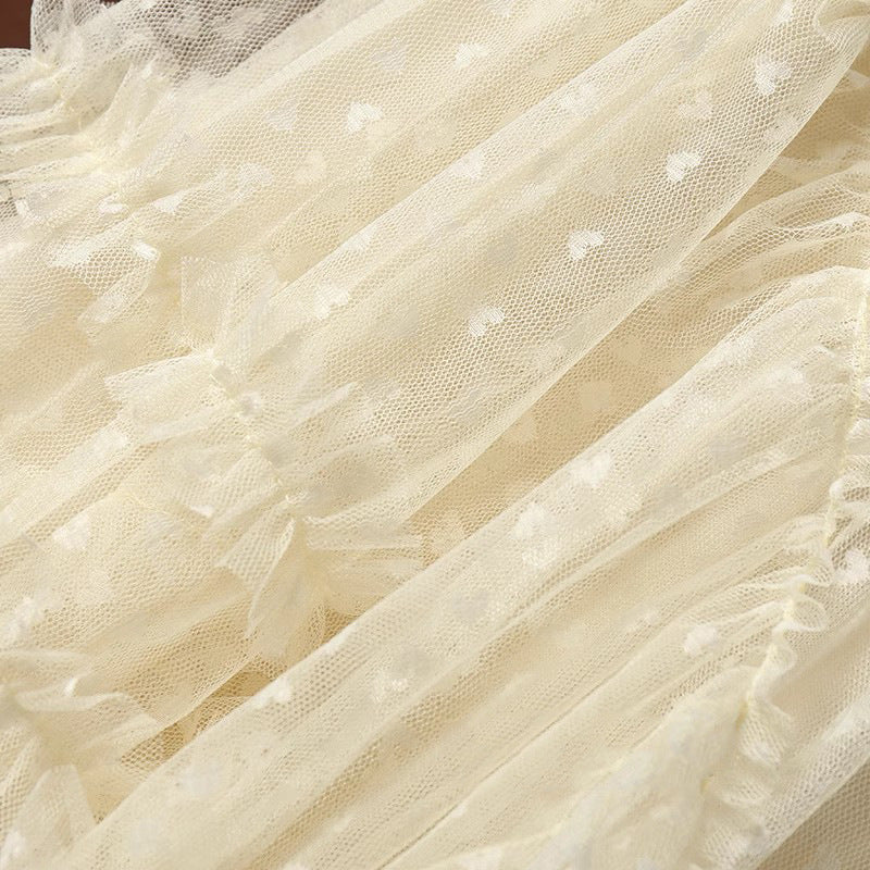 Plus-Size A-Line Tulle Skirt with Jacquard Heart Design