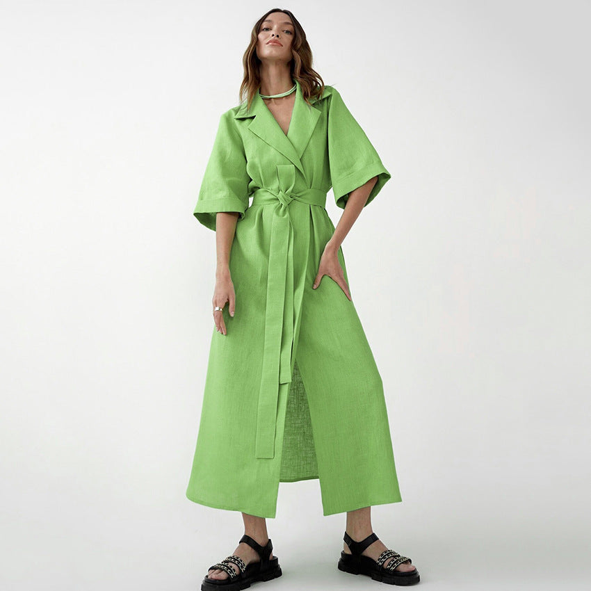 Casual Summer Cotton Linen Long Romper Dresses-Dresses-Free Shipping at meselling99