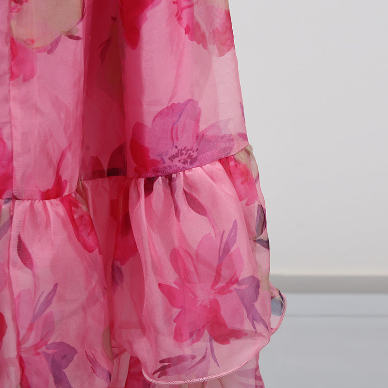 Women's Summer Dress – Fashionable Sleeveless Off-Shoulder Ruffle Hem Flowy Dress