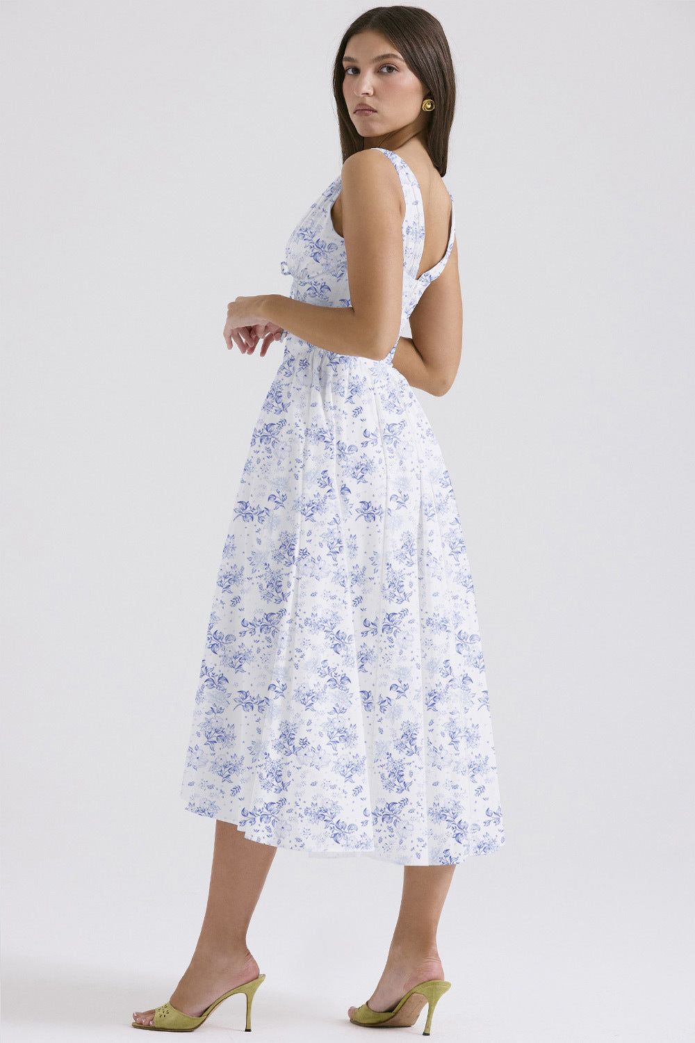 Elegant V-Neck Print Maxi Dress