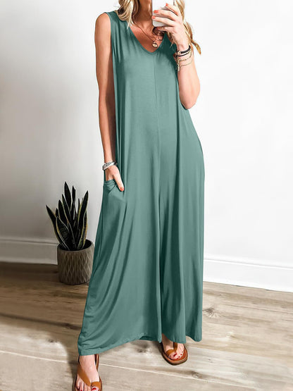 Women's Summer Casual Jumpsuit - Lightweight Pocket Romper