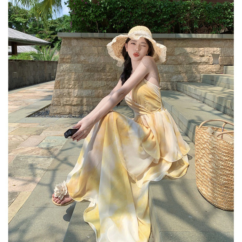 Women's Summer Beach Dress – Sleeveless Tiered Maxi Sundress for Vacation