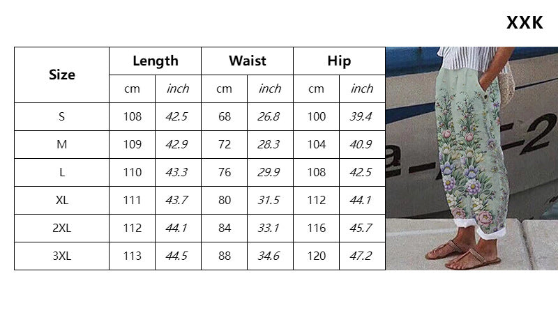 Women's Summer 3D Print Minimalist Cuffed Casual Pants