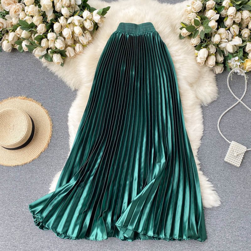 Luxury Heavy-Duty Pleated Midi A-Line Skirt