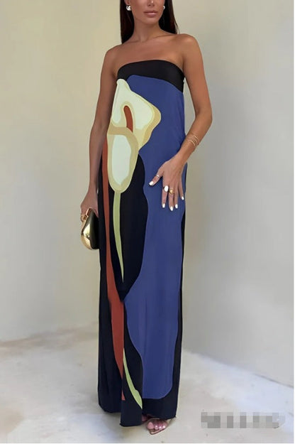 Women's Avocado Print Strapless Sundress