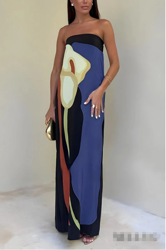 Women's Avocado Print Strapless Sundress