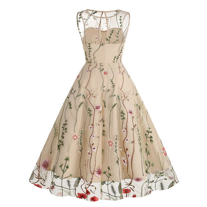 Vintage Sleeveless Embroidery Dresses-Dresses-Free Shipping at meselling99