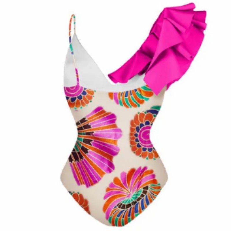 Retro Print One-Piece Swimsuit & Cover-Up Dress