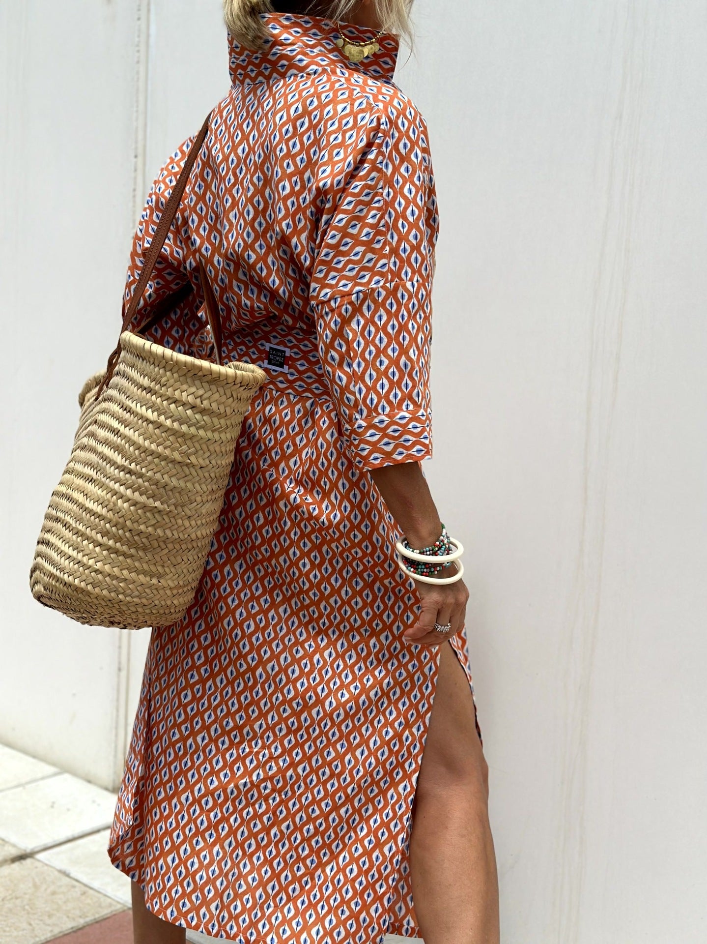 Women's half Sleeve Striped Button-Down Shirt Dress with Lapel Collar