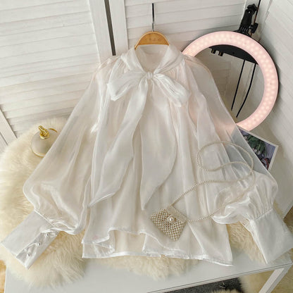 Designer Blouse with Puff Sleeves Women's Shirt, Elegant & Feminine, Soft & Chic