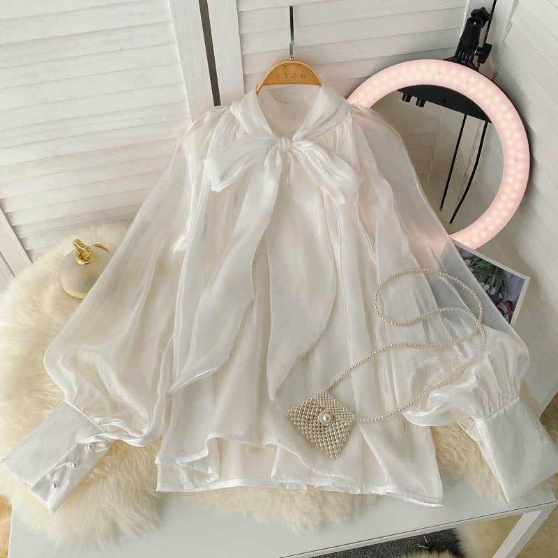 Designer Blouse with Puff Sleeves Women's Shirt, Elegant & Feminine, Soft & Chic