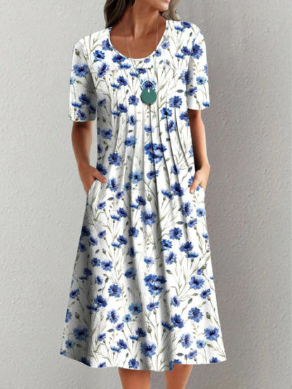 Plus Size Women's Floral Print Short Sleeve Dress