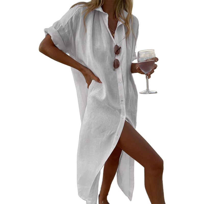 Women's Oversized Linen Shirt Dress
