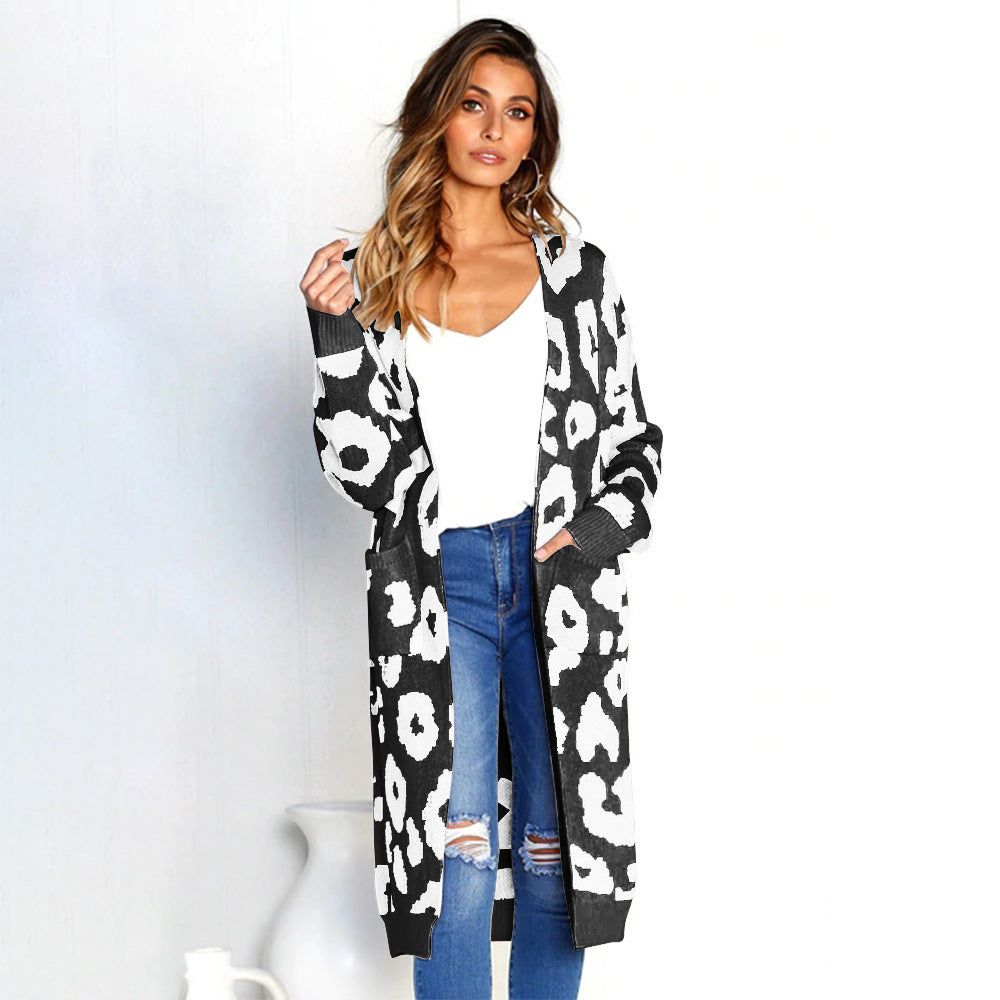 Women's Loose Fit Leopard Print Cardigan