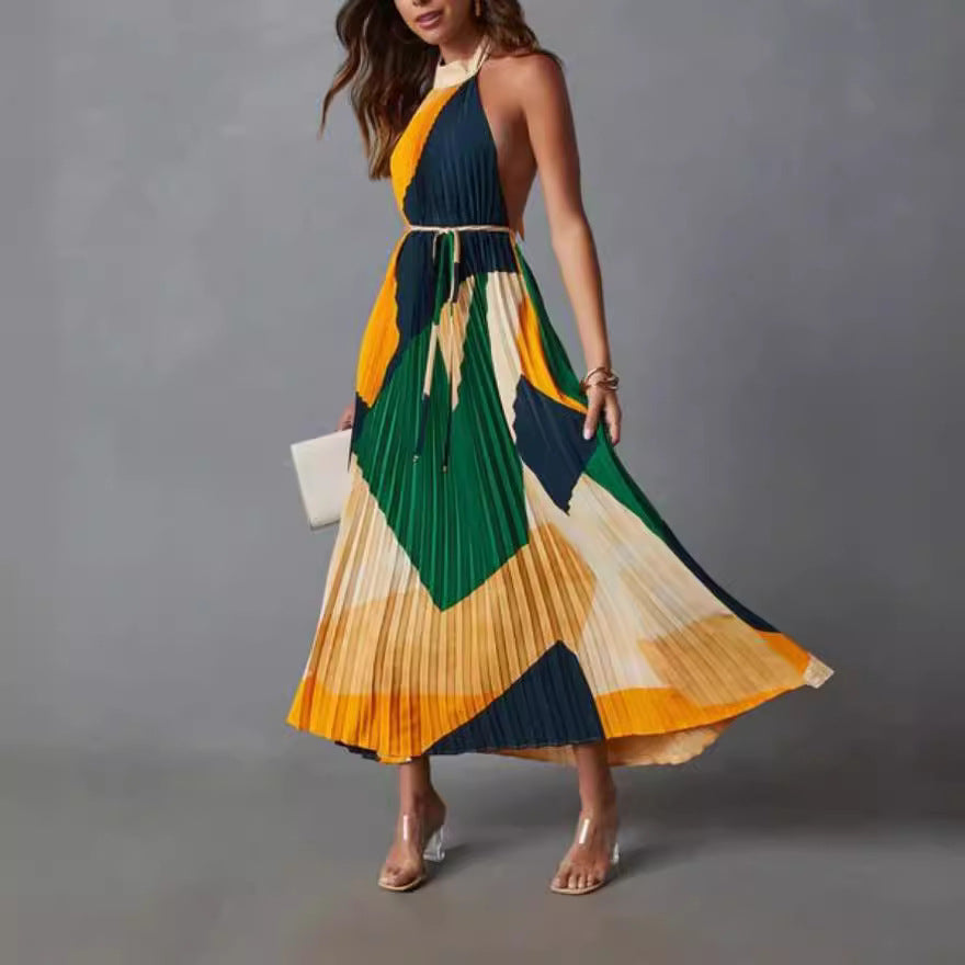 omen's Summer Backless Tie-Detail Dress