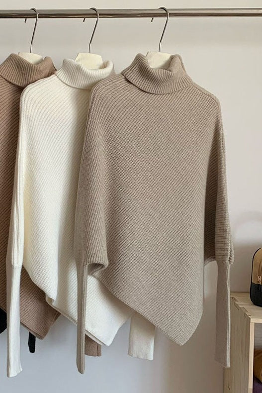 Casual High Neck Pullover Irregular Knitted Sweaters