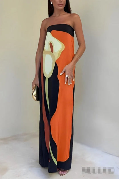 Women's Avocado Print Strapless Sundress