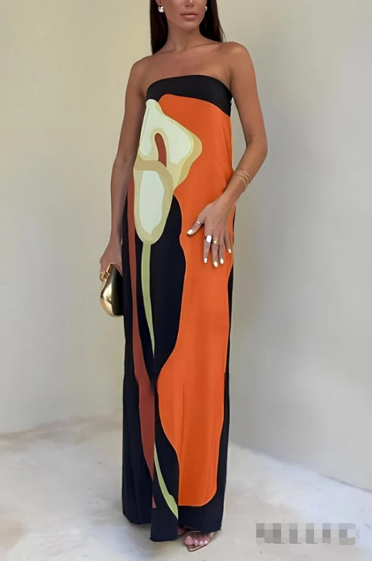 Women's Avocado Print Strapless Sundress