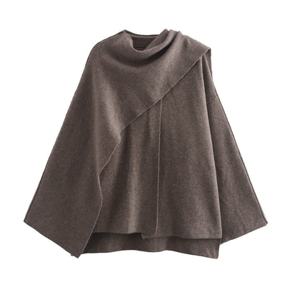 Spring Asymmetrical Scarf Short Loose Knit Coat Jacket