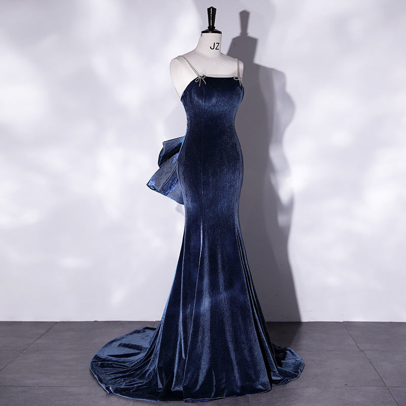 Sexy Navy Blue Mermaid Evening Dresses