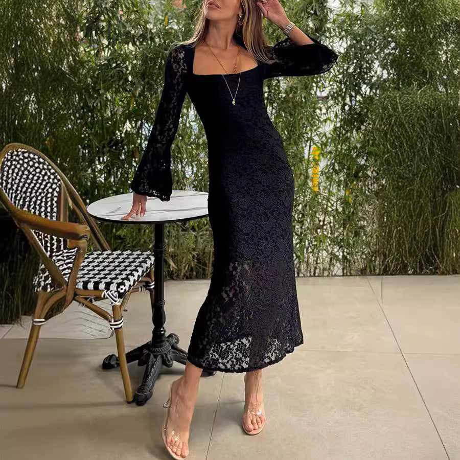 Women's Summer Lace Flared Sleeve Dress