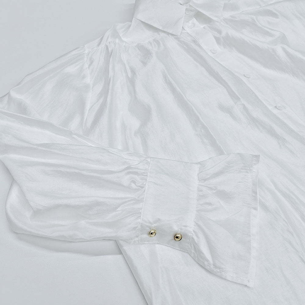 Women's Sheer Sexy Solid Color Blouse Shirts-White-S-Free Shipping Leatheretro