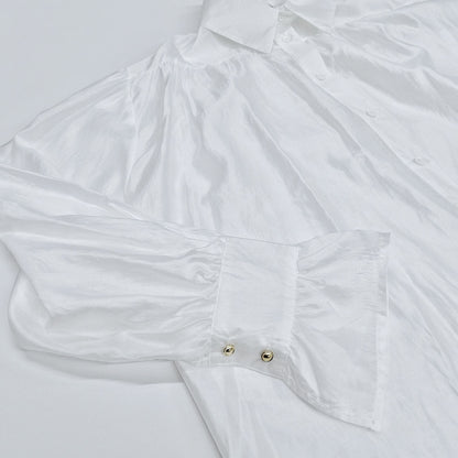 Women's Sheer Sexy Solid Color Blouse Shirts-White-S-Free Shipping Leatheretro