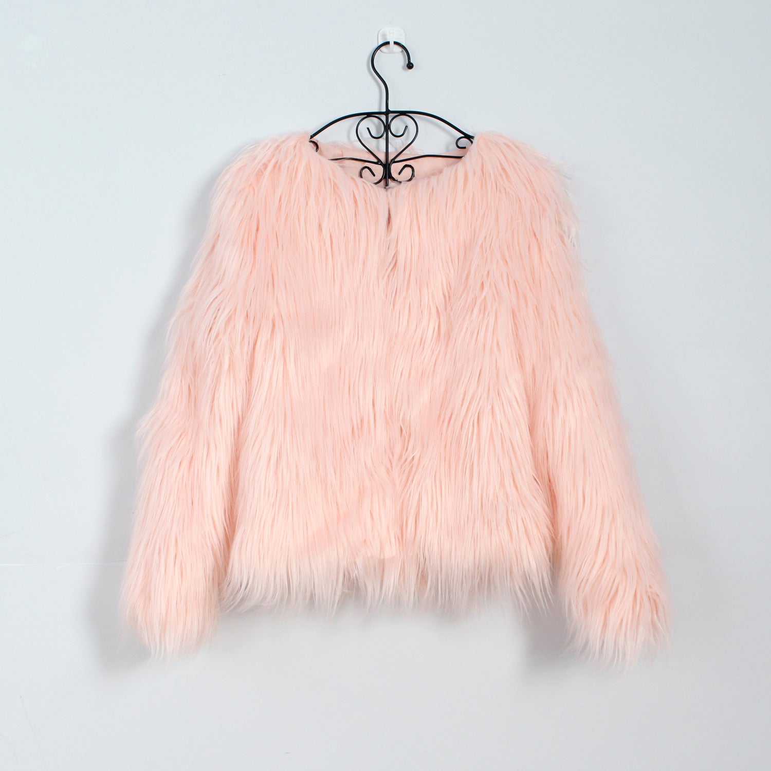 Women Long Sleeve V-Neck Faux Fur Jacket