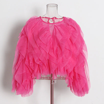 Designed Fashion Ruffled Long Sleeves Blouses Shirts