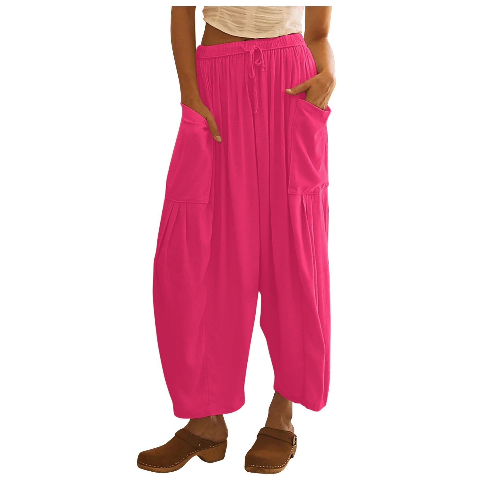Casual Chiffon Collage Cotton-Linen Harem Pants
