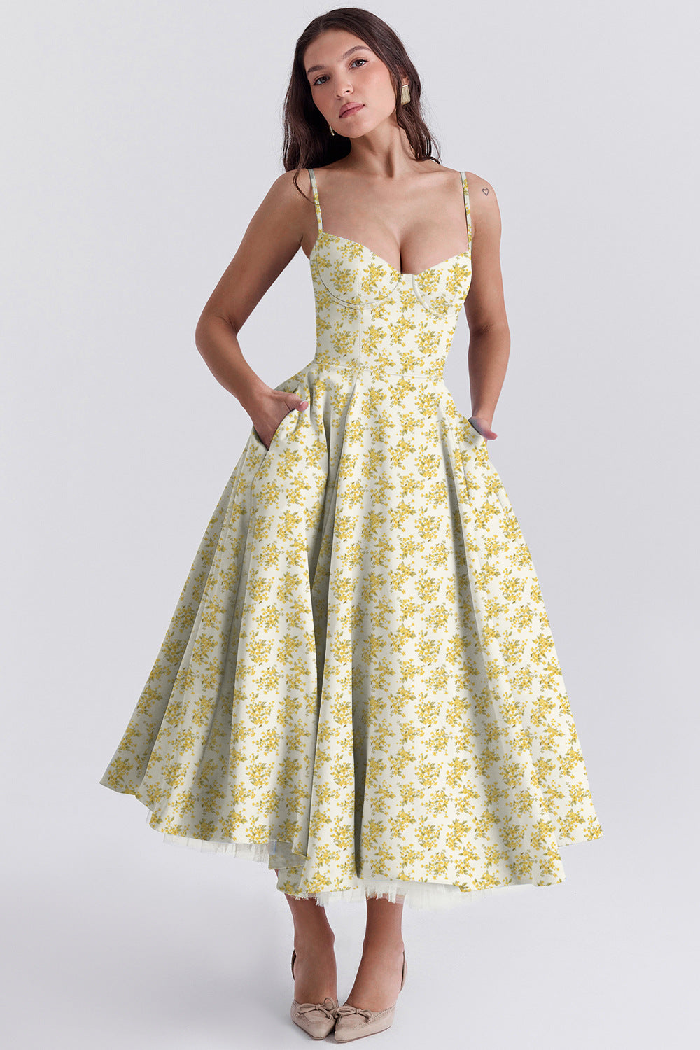 Elegant Princess Gown - French Chiffon Tiered Strapless Ball Gown Dress for Women