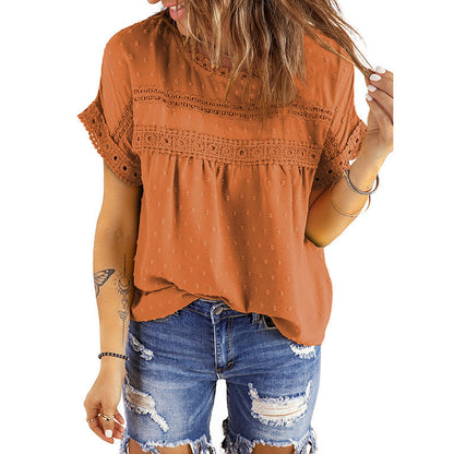 Summer Lace Chiffon Short Sleeves Shirts