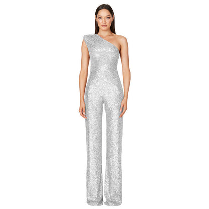 Sexy One Shoulder Sequined Jumpsuits