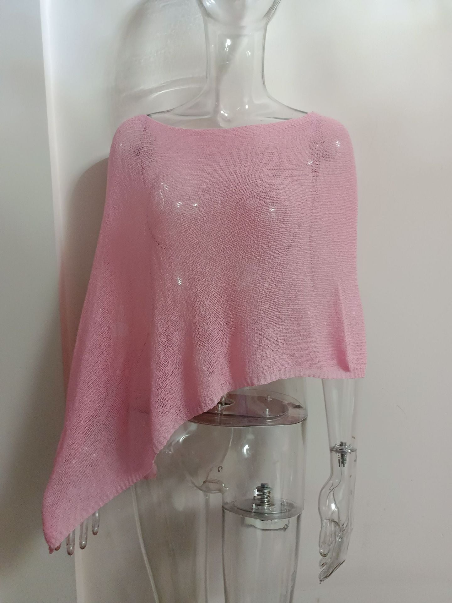 Women's Asymmetrical Cape Poncho – Lightweight Linen Knit Summer Cover-Up
