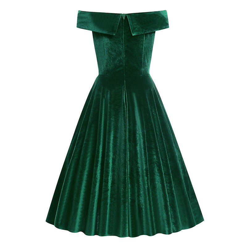 Off The Shoulder Merry Christmas Dresses-Dresses-Green-S-Free Shipping at meselling99