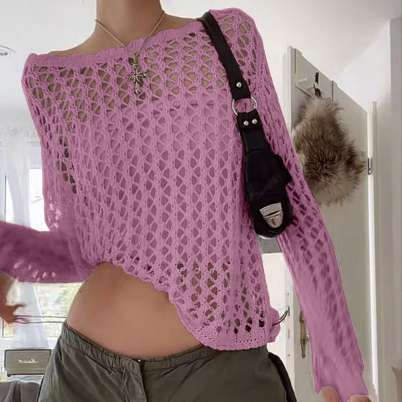 Women's Oversized Mesh Knit Sweater