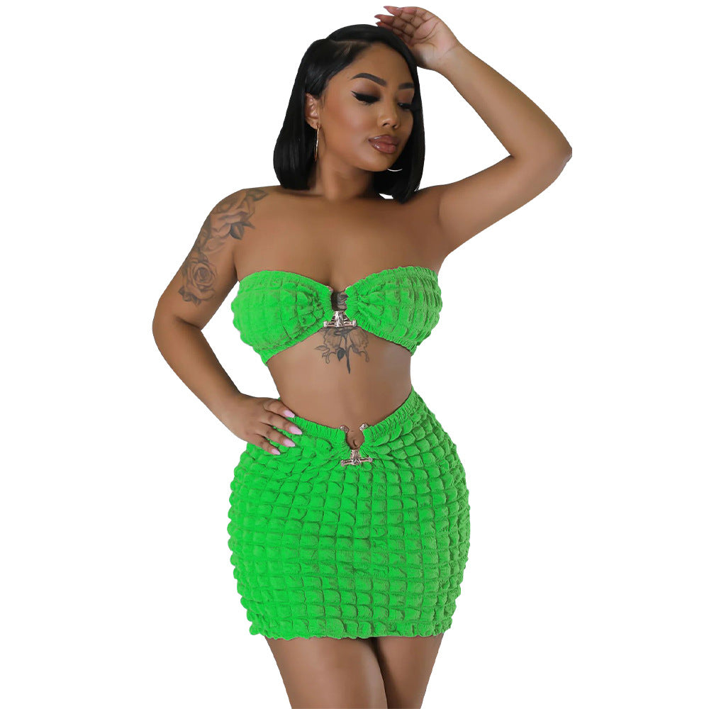 Sexy Strapless Tops and Sheath Skirts Suits