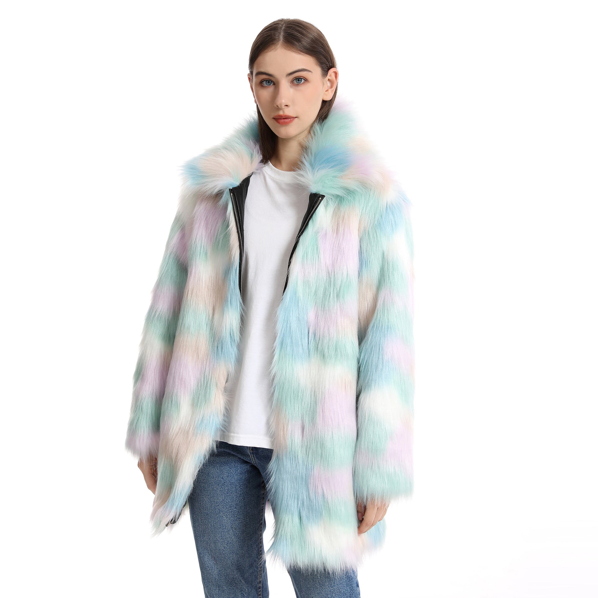 Women's Plush Long-Length Faux Fur Coat