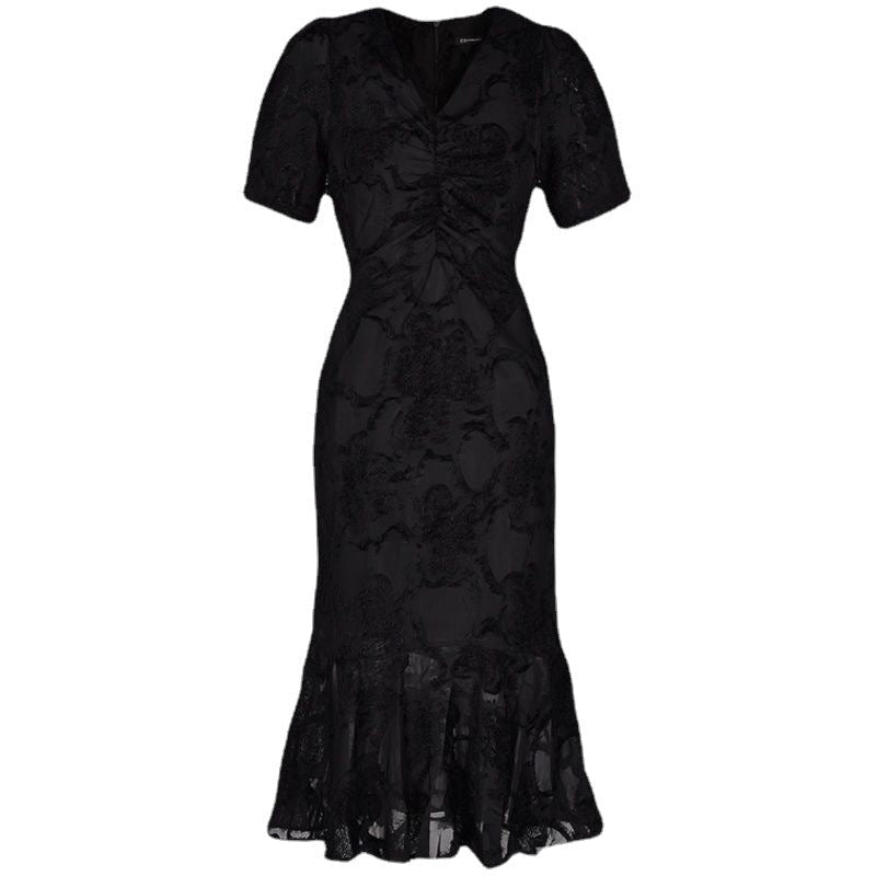 Women Black Lace Plus Sizes Mermaid Dresses-Dresses-Free Shipping at meselling99
